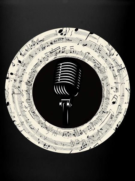 Microphone Musical Notes Art