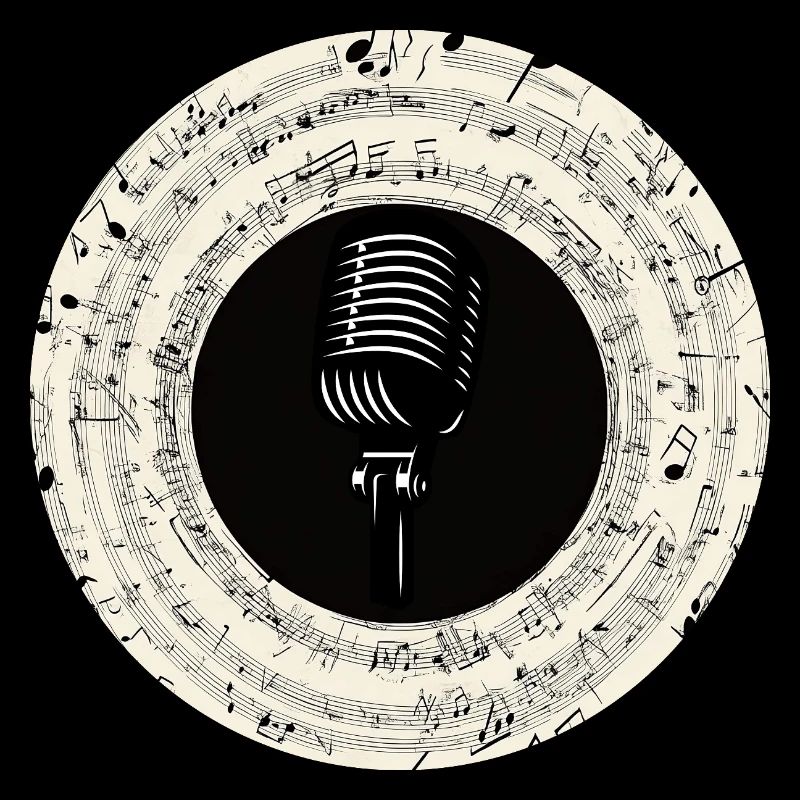 Microphone Musical Notes Art