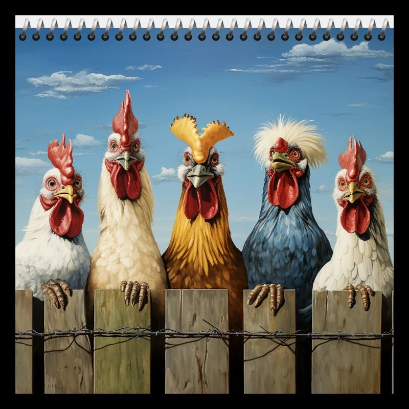 Humorous chicken family in comic style