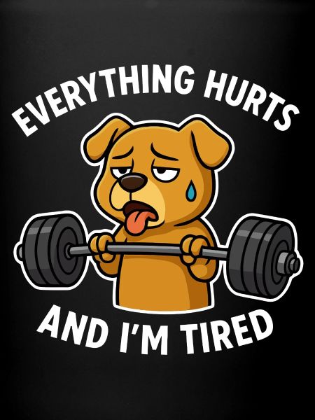 Exhausted Dog Lifting Weights