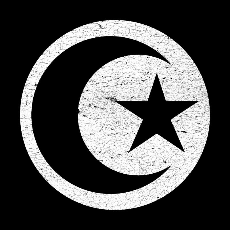 Crescent and star islam white circle