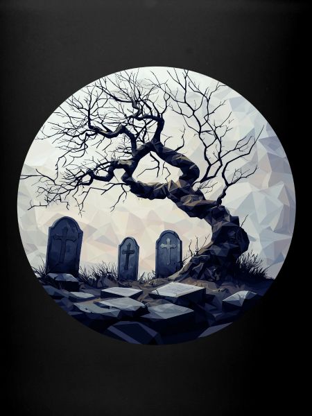 Tombe oubliée avec arbre noueux