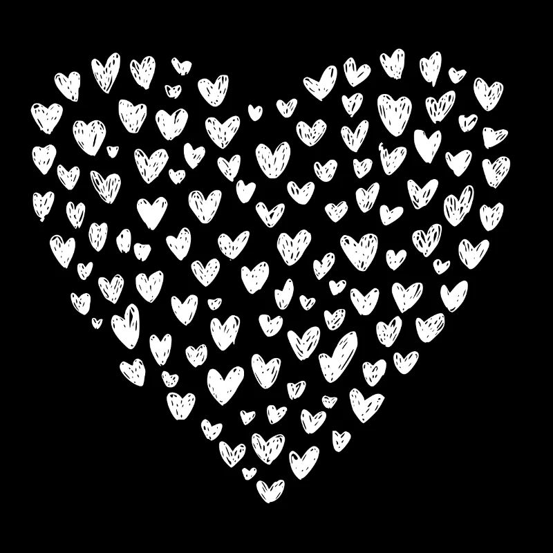 Heart motif with white hearts on black