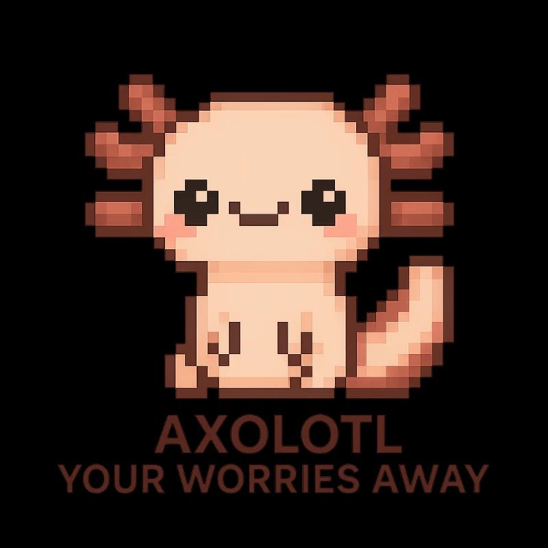 Pixel art axolotl avec texte de blague