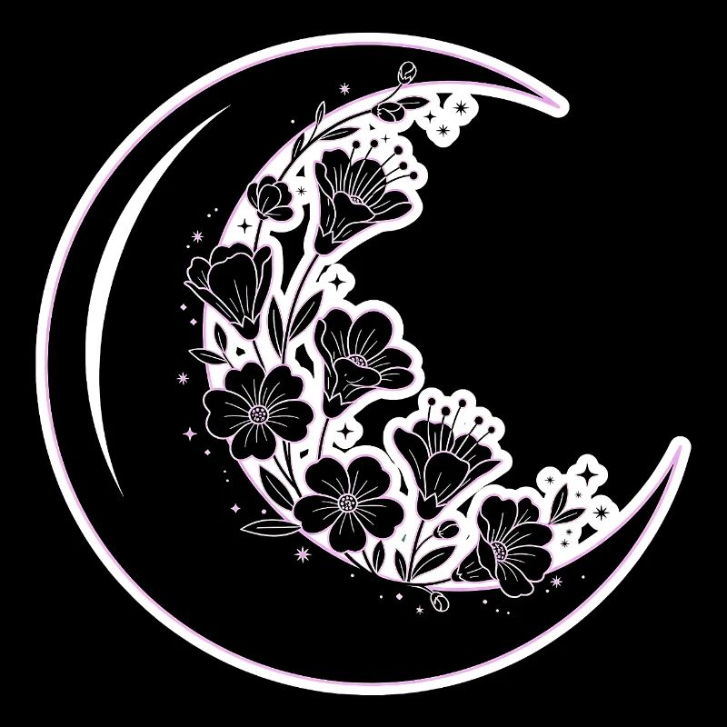 Illustration florale de la phase de lune