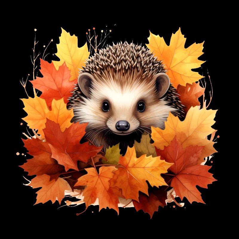Herbstlicher Igel im Laub
