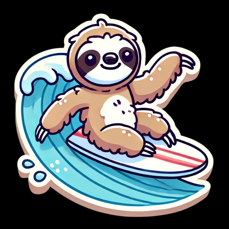 Mignon paresseux vagues surfeur