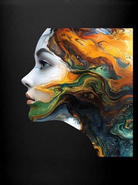 Motif de visage d’art fluide