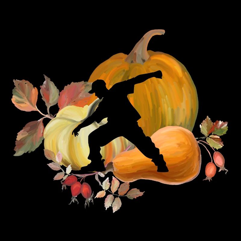 Danseuse dynamique en automne Citrouille Scène Art
