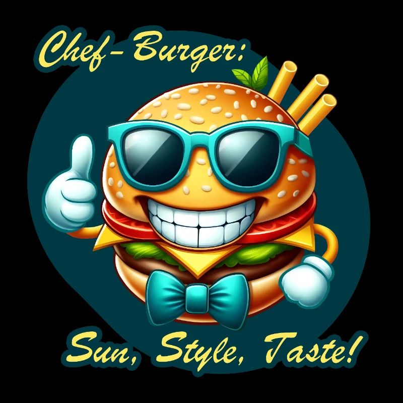 Sunny Chef Burger Dessin animé Design