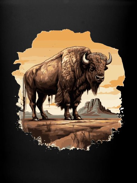 Bison majestueux de style western