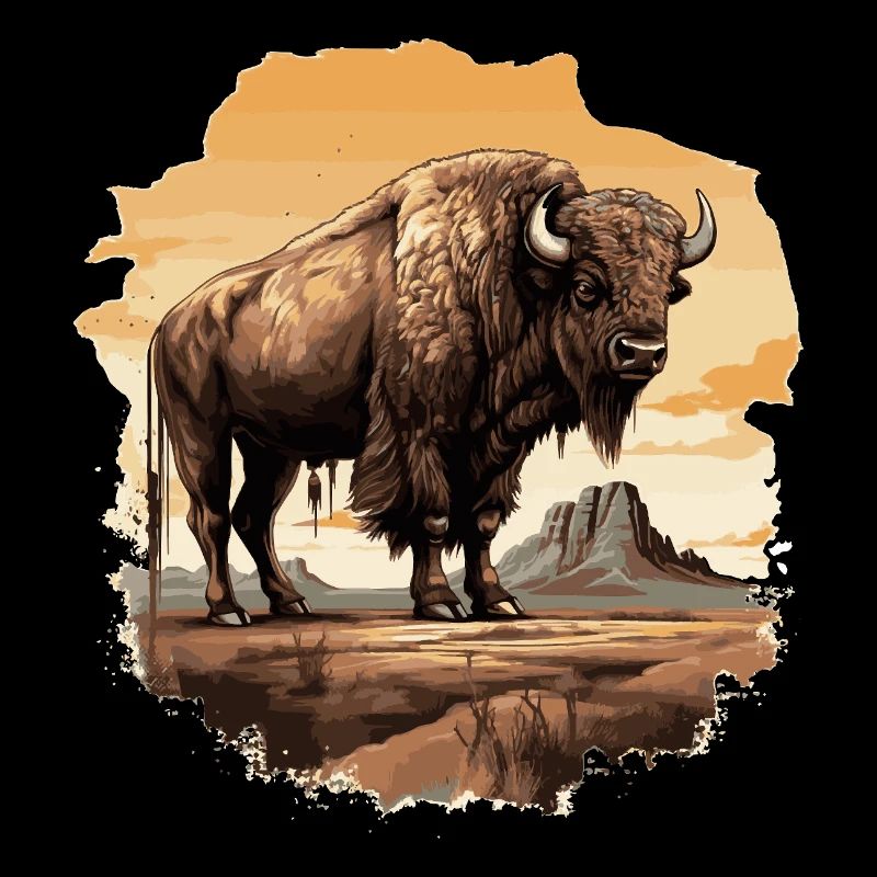 Bison majestueux de style western