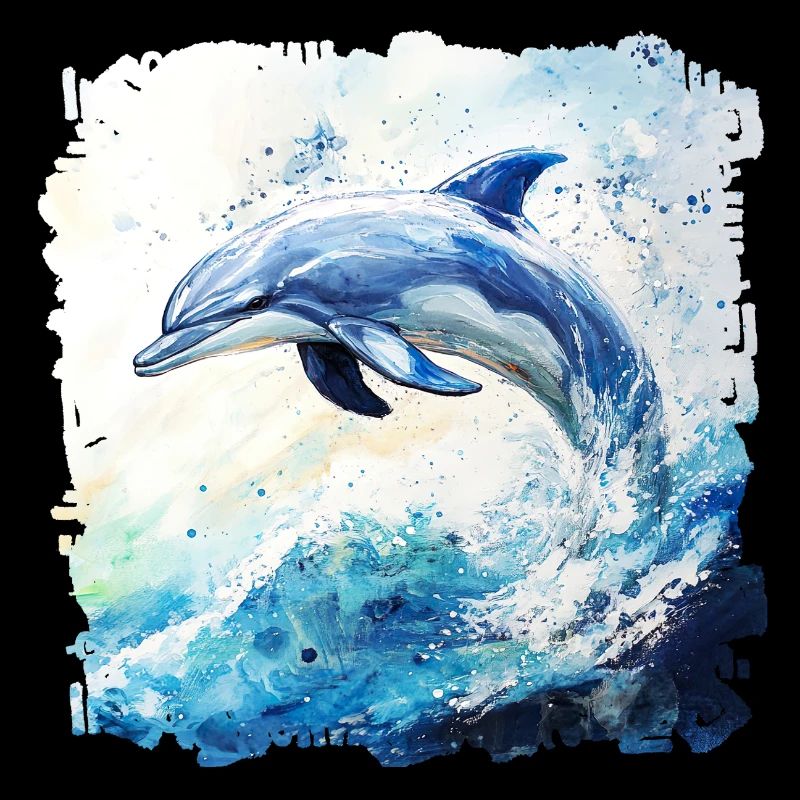 Wasserfarbener Delfin Sprung