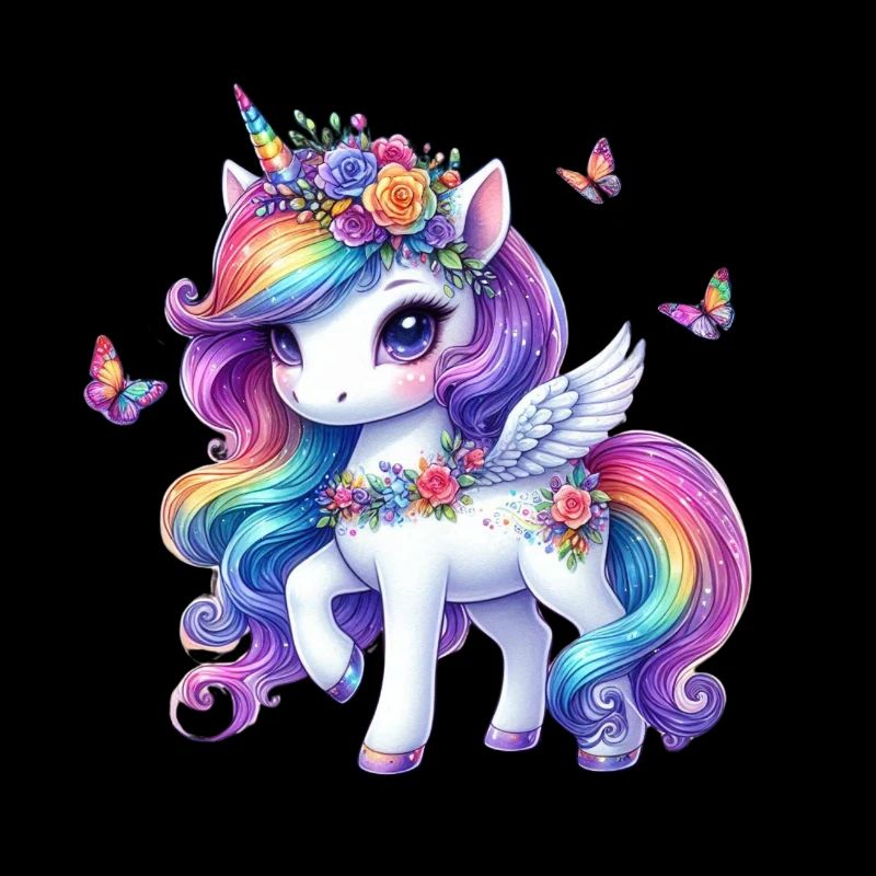 Regenbogenblüte Einhorn Flügel