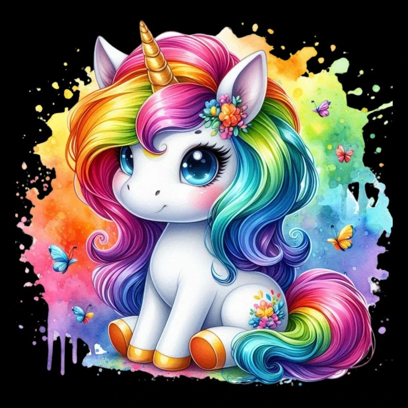 Regenbogen Einhorn Aquarell