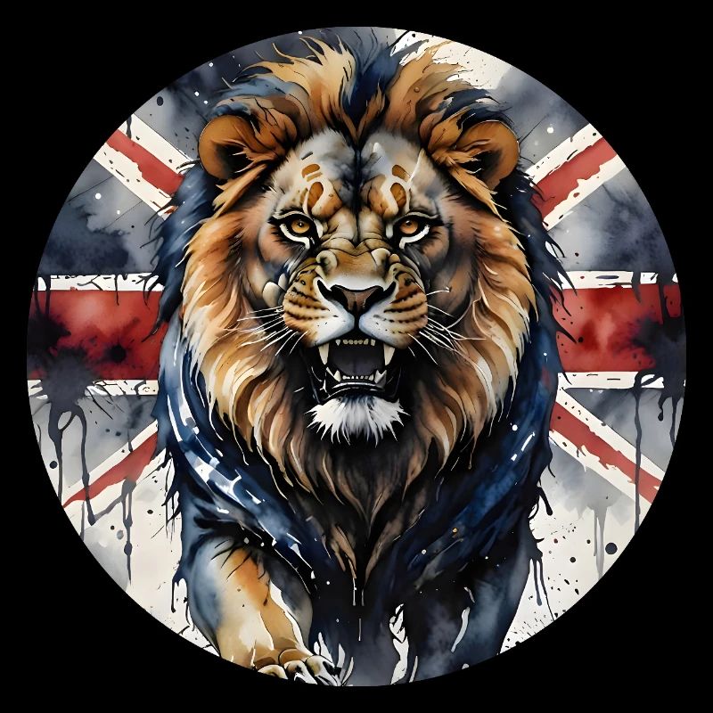 Stolzer britischer Löwe und Union Jack Print