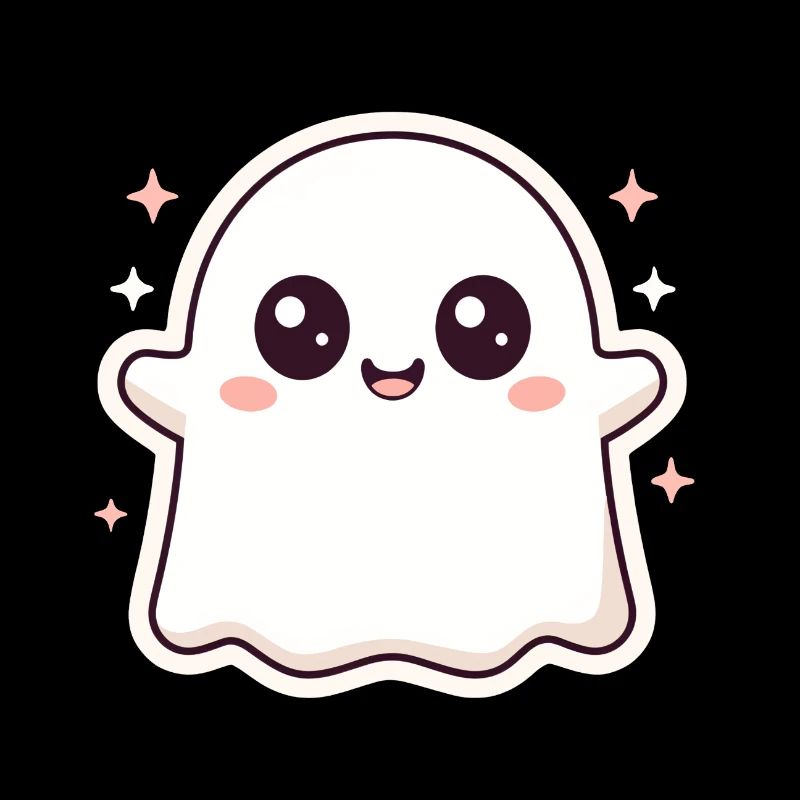 Fantôme kawaii avec des paillettes – Halloween Mignon