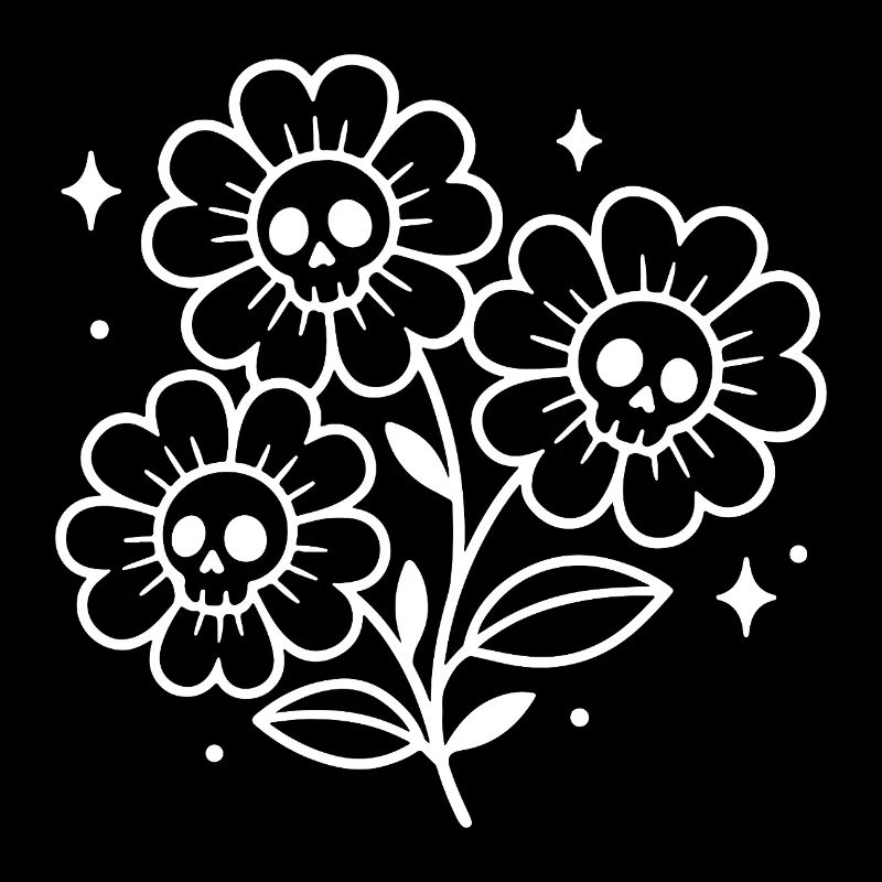 Floral Skull Sketch – Spooky Halloween