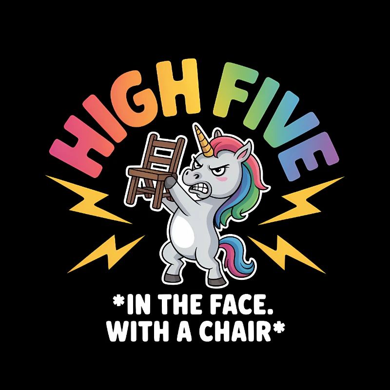 High Five avec une chaise dans le visage - Licorne drôle