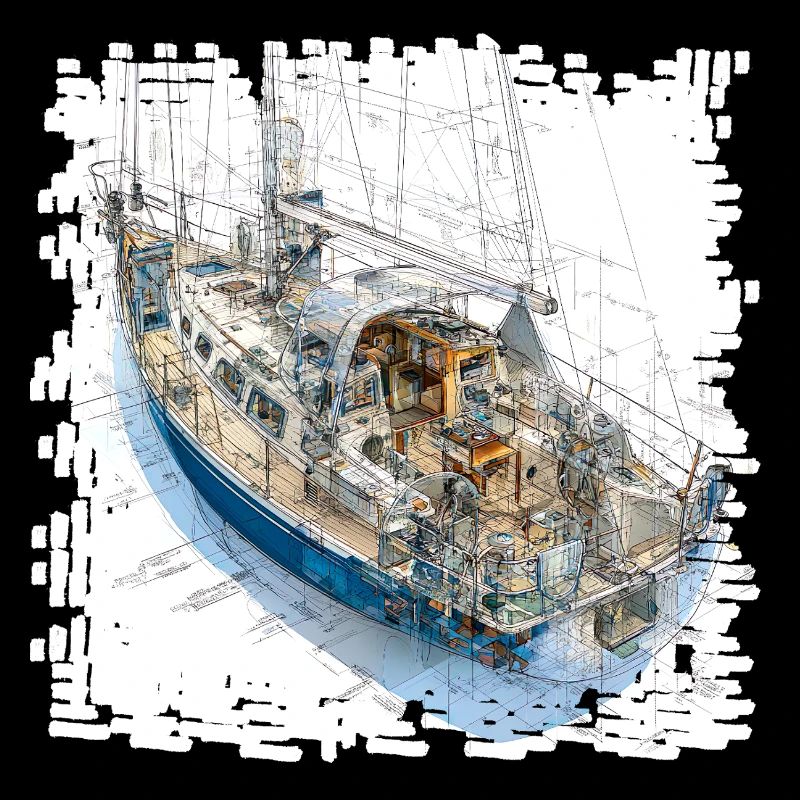 Sailing Yacht Sketches Overlay CAD Design