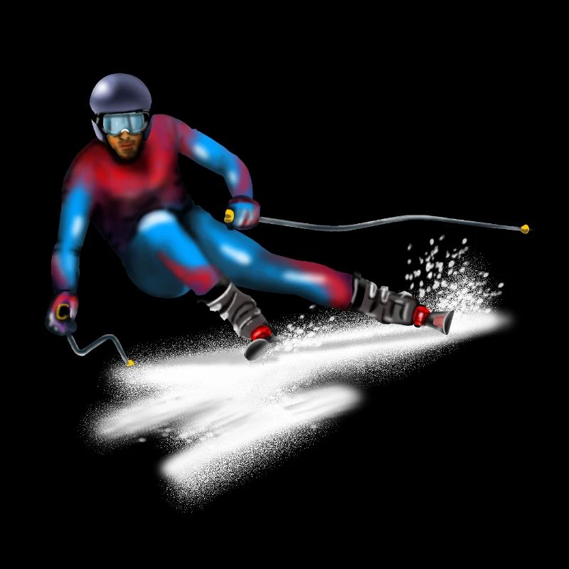 Skieur coloré en action