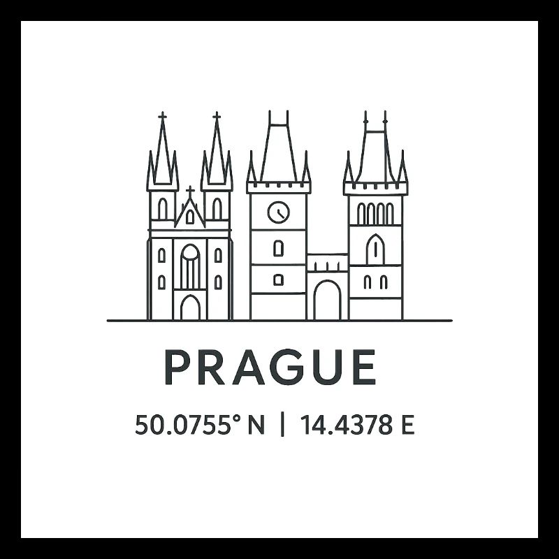 Prague Line Art Silhouette Point de repère