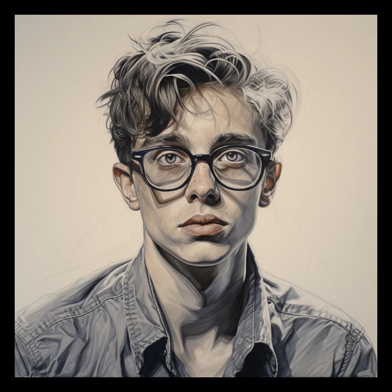 Grayscale Glasses Portrait