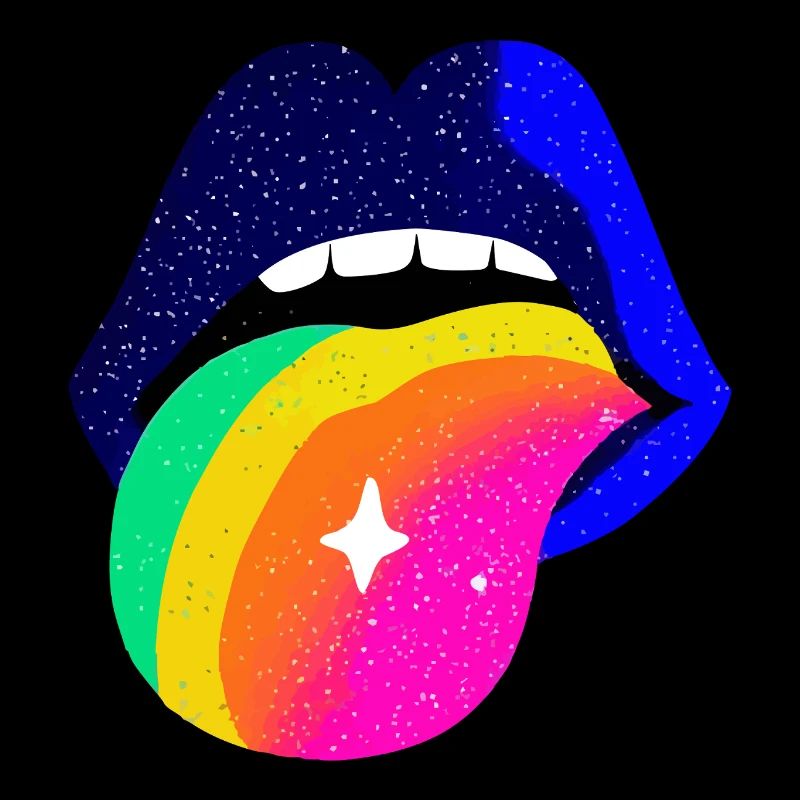 Rainbow Tongue Pop Art Lips