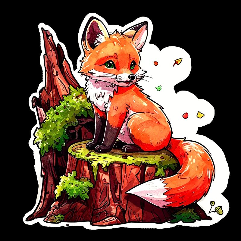 Petit renard mignon (aquarelle de bande dessinée)