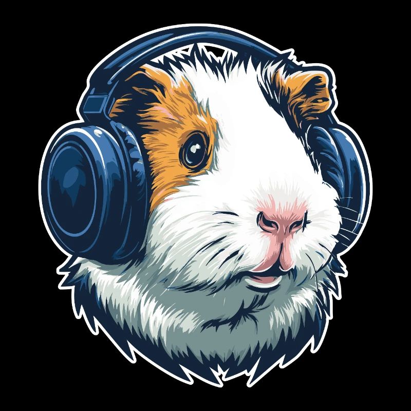 Meerschweinchen mit Kopfhörern | Musikdesign