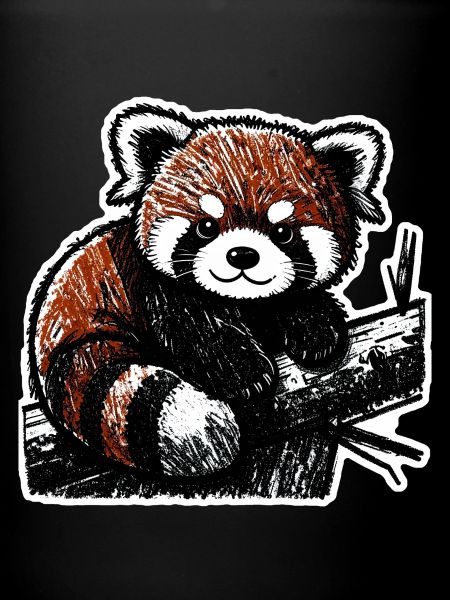 Cute Red Panda (Charcoal/Crayon)