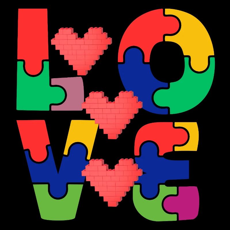 Liebespuzzle mit bunten Herzen