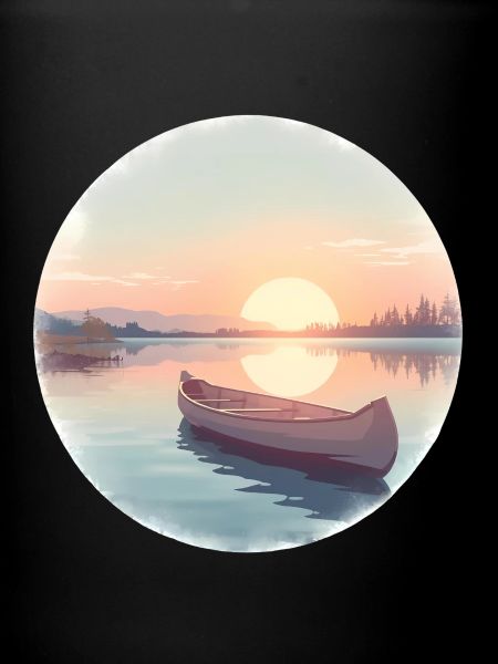 Sunset Calm Lake Canoe