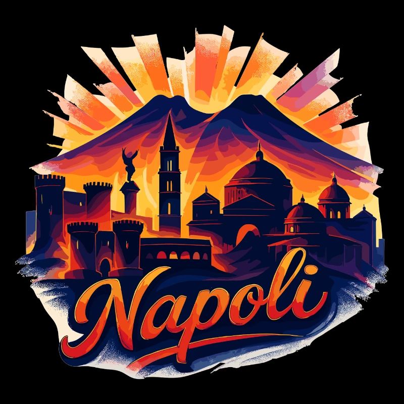 Napoli Skyline Sunset Naples Italy