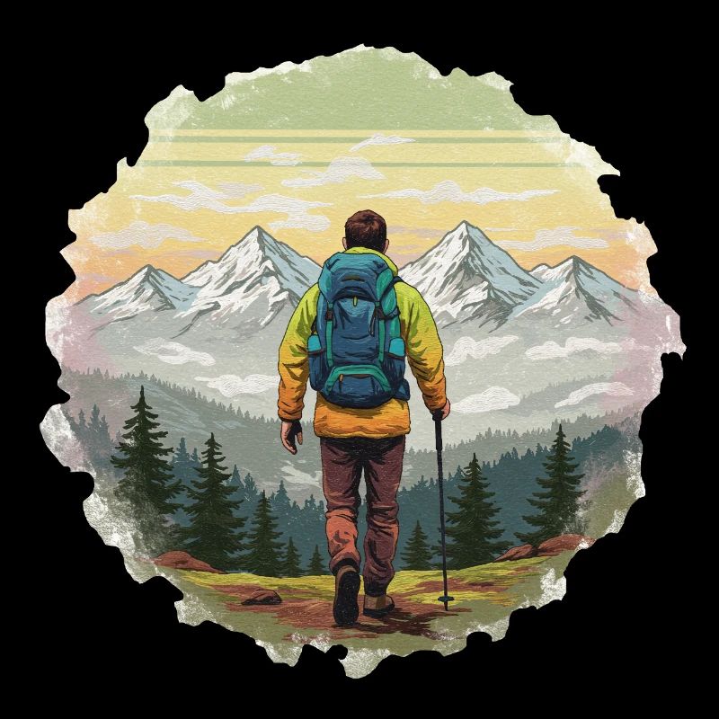 Hiker at Sunset Mountain Ridge