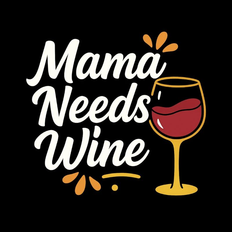 Mama Needs Wine – Handlettering mit Weinglas