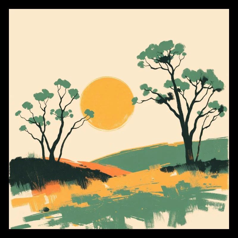 Sonnenhorizont und Kiefern