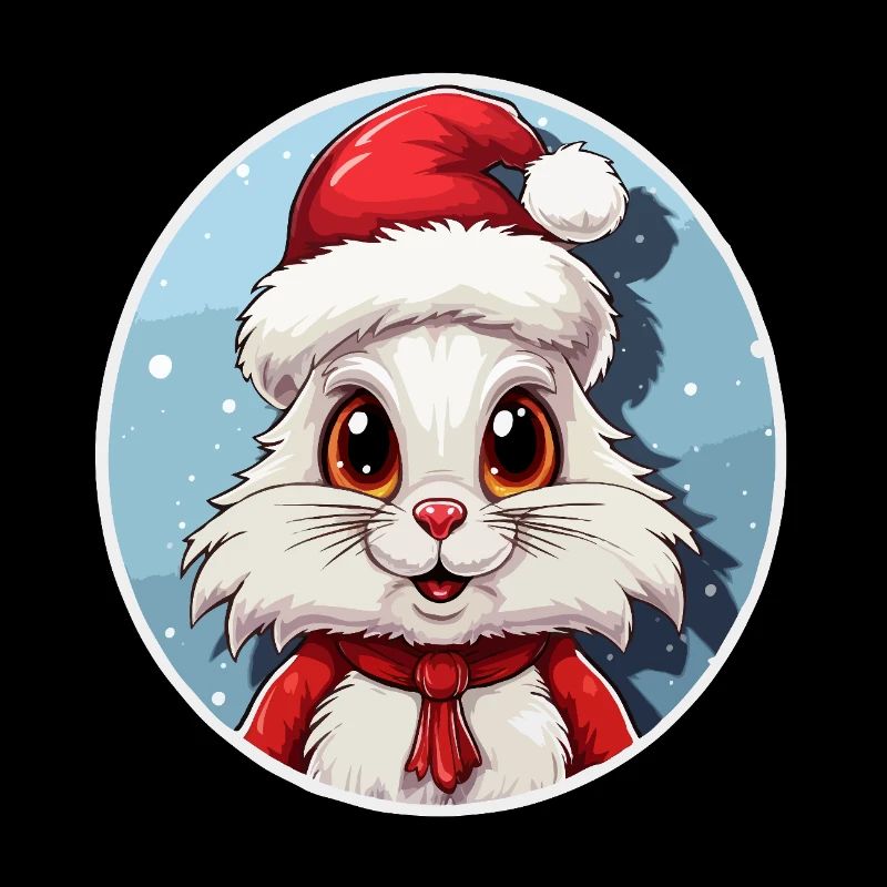 Lapin de Noël Kawaii avec Chapeau de Père Noël