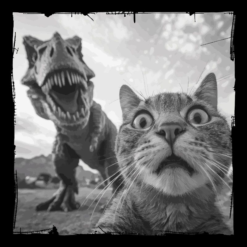 Cat Selfie with T Rex Chaos Motif