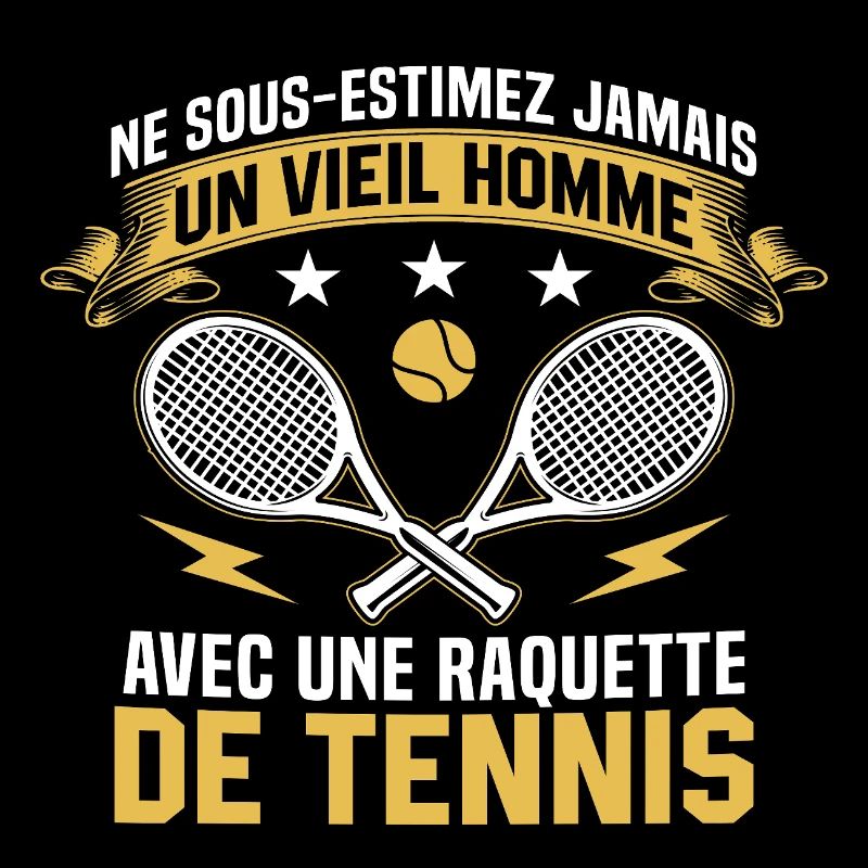 Old man with a tennis racket