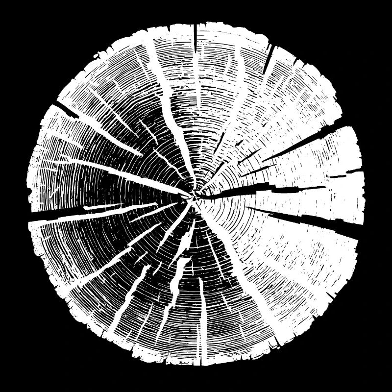 Tree Slice White – Annual Rings Natural Design