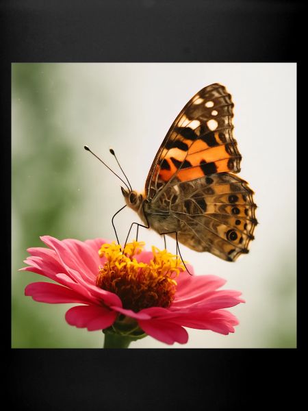 Papillon sur fleur rose
