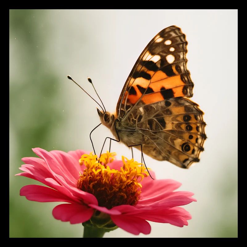 Papillon sur fleur rose