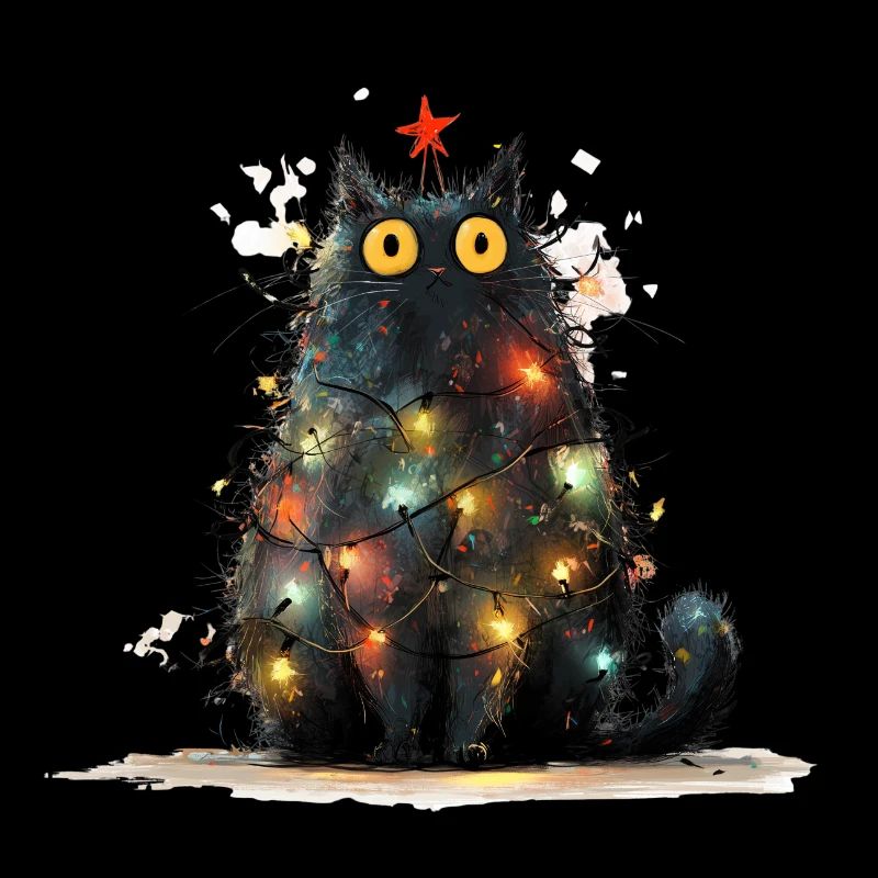 Chat de Noël Chat Noir comme Sapin de Noël