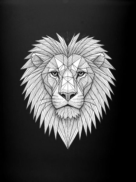 Geometric Lion Head Lineart
