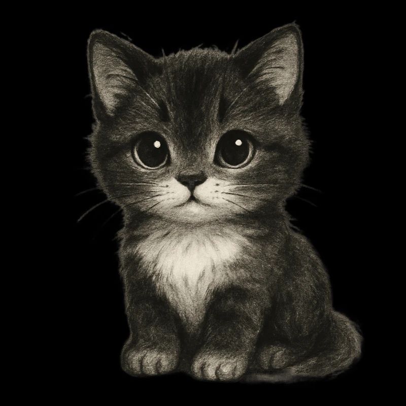Cute kitten in cute drawing