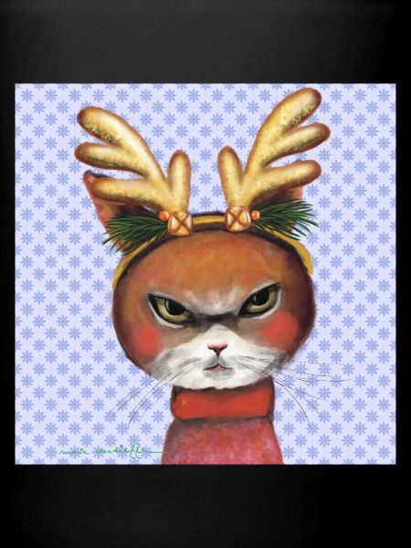 Chat renne de Noël illustré