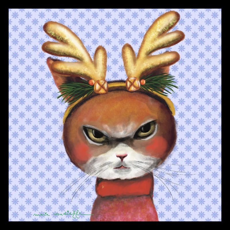 Chat renne de Noël illustré