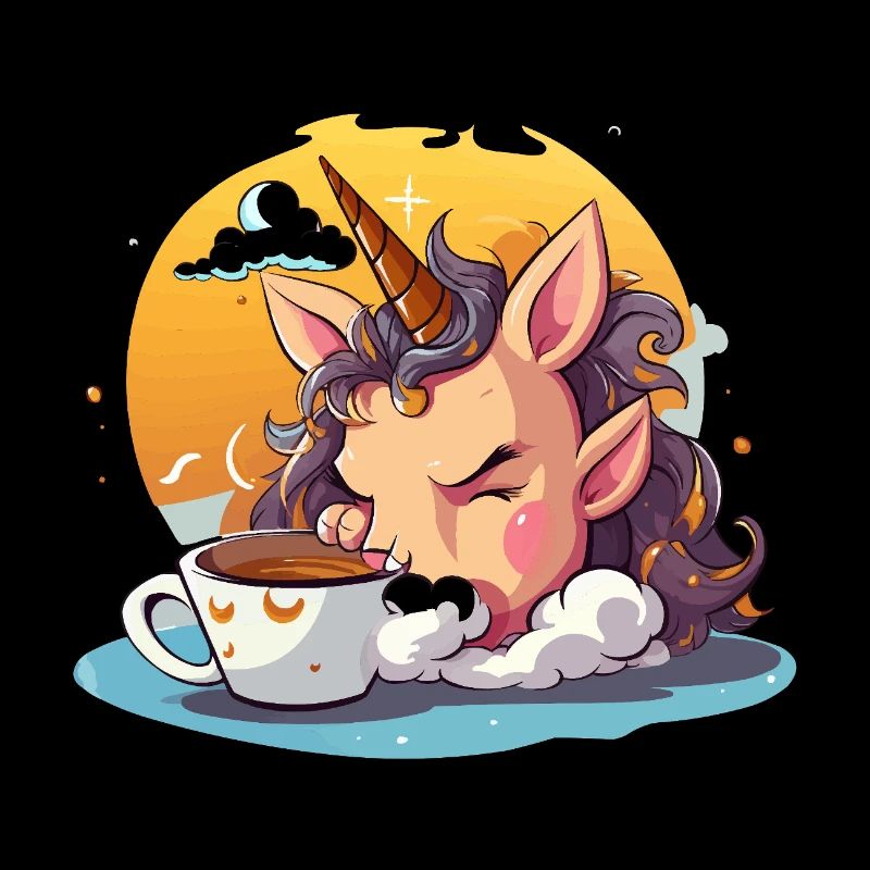 Kaffee-Unicorn im Morgenlicht