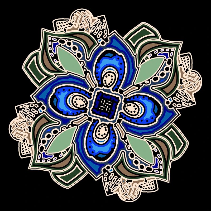 Teal Extravagant Mandala Flower